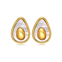 2022 new trendy stainless steel avocado stud earrings for womenchic statement natural shell ear clip gift jewelry