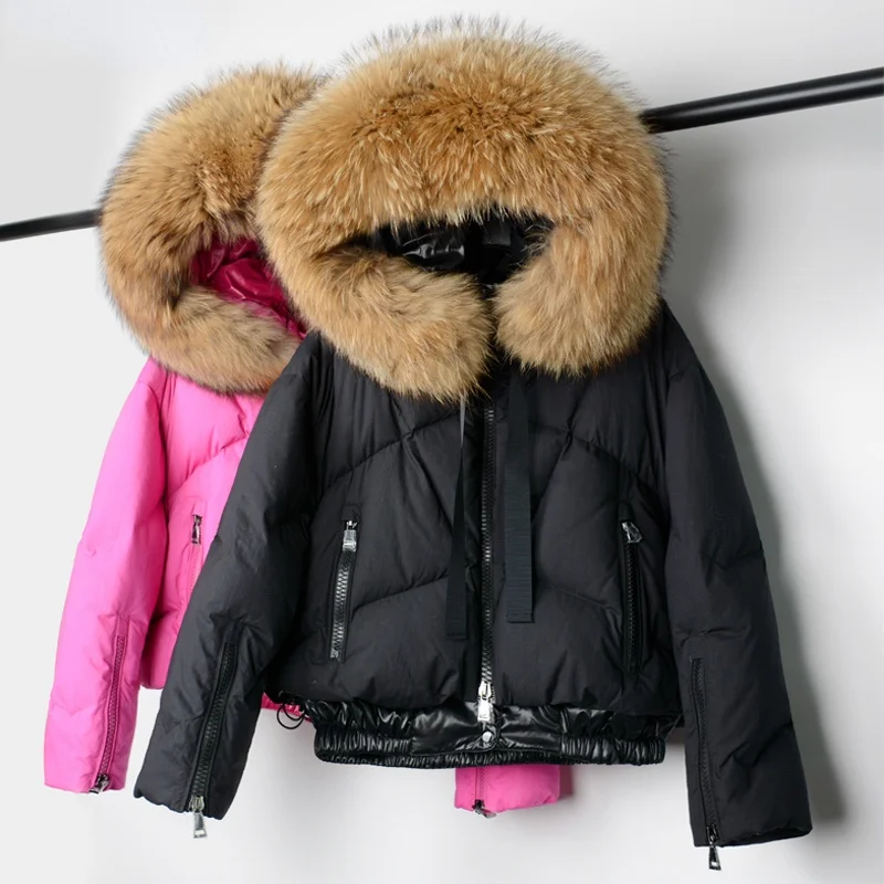 Women's Hooded Down Jacket Warm Autumn and Winter Down Jacket and Short Duck Down Parka Coat