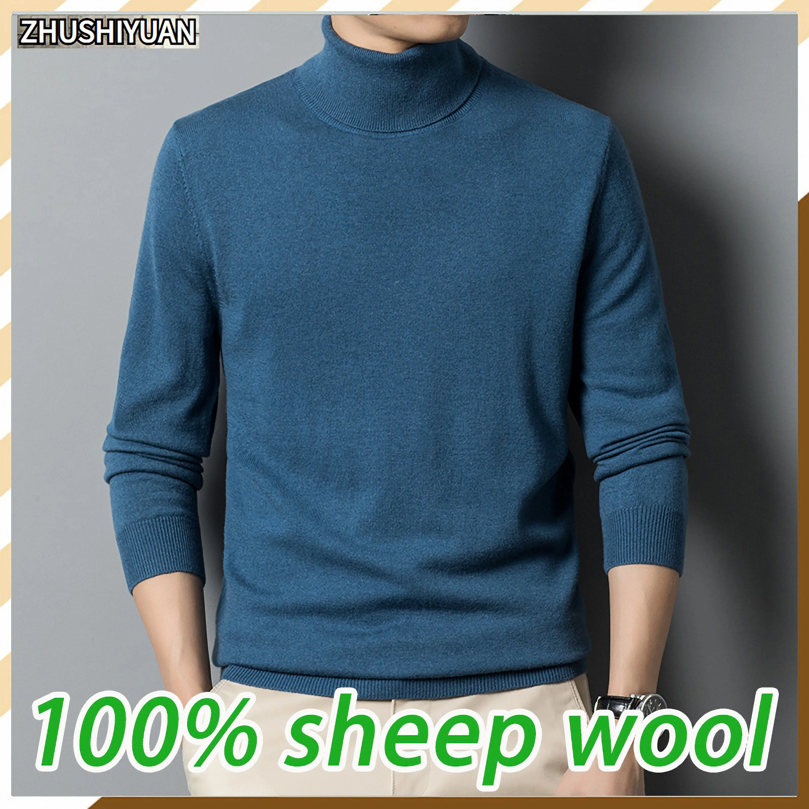 100% чистый Женский высококачественный Зимний пуловер, свитер, Мужская водолазка, Мужская одежда, дизайнерская мужская одежда