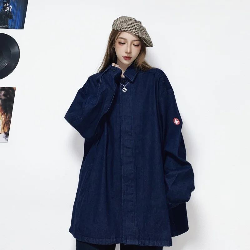 

CE CAVEMPT Japanese Style Autumn New Denim Top With Tannin Loose Coat Washed And Worn Long Sleeve Jacket