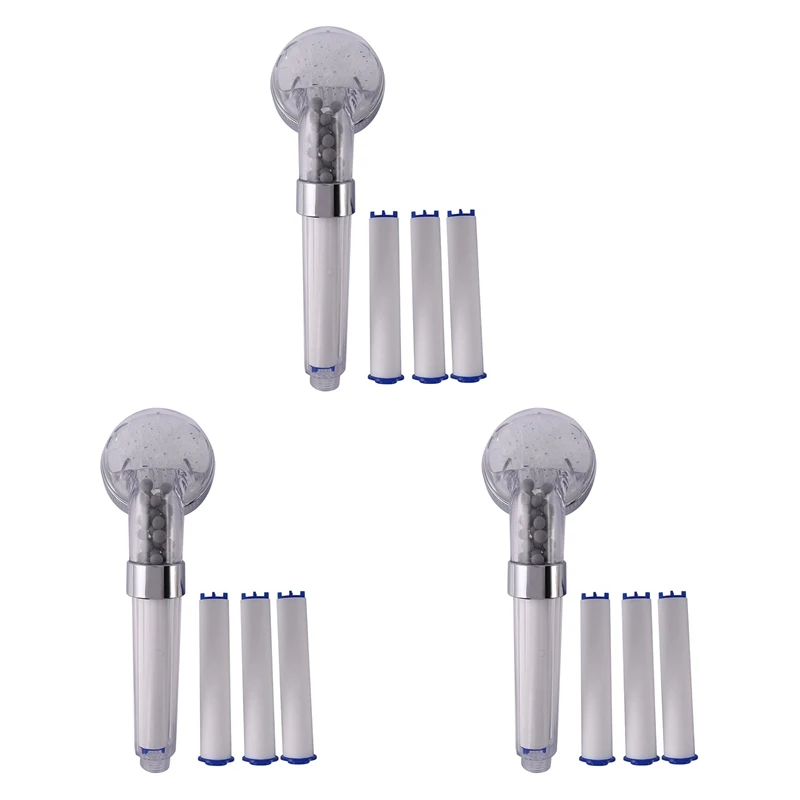 

Best 3 Set Negative Ions Bathroom Handheld Shower Water Saving Head Set With 3 Filters High Pressure Shower Head Hand Shower