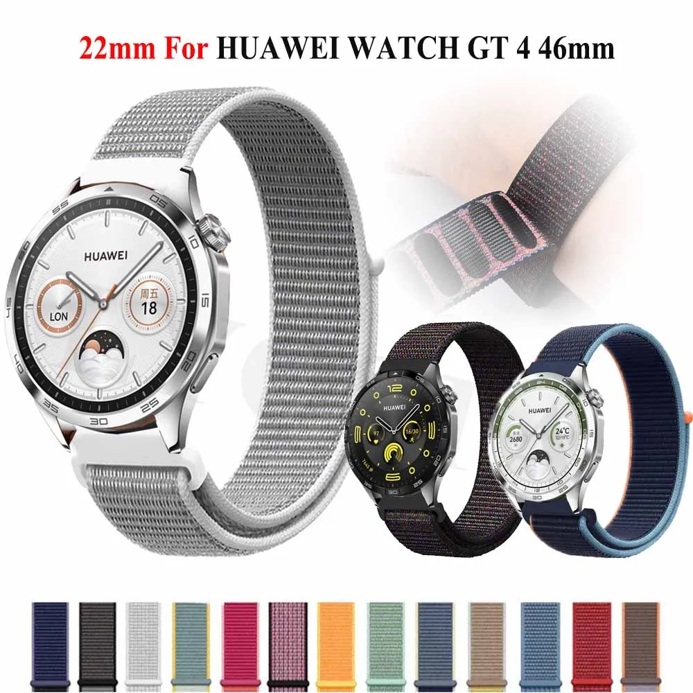 Ремешок нейлоновый 22 мм для HUAWEI Watch GT 4 46 мм/GT Runner GT2 GT3 Pro мм/Huawei Ultimate Buds SE