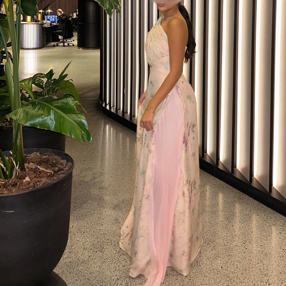 Изысканное шифоновое платье без бретелек с блестками длиной до пола Vestidos De Fiesta