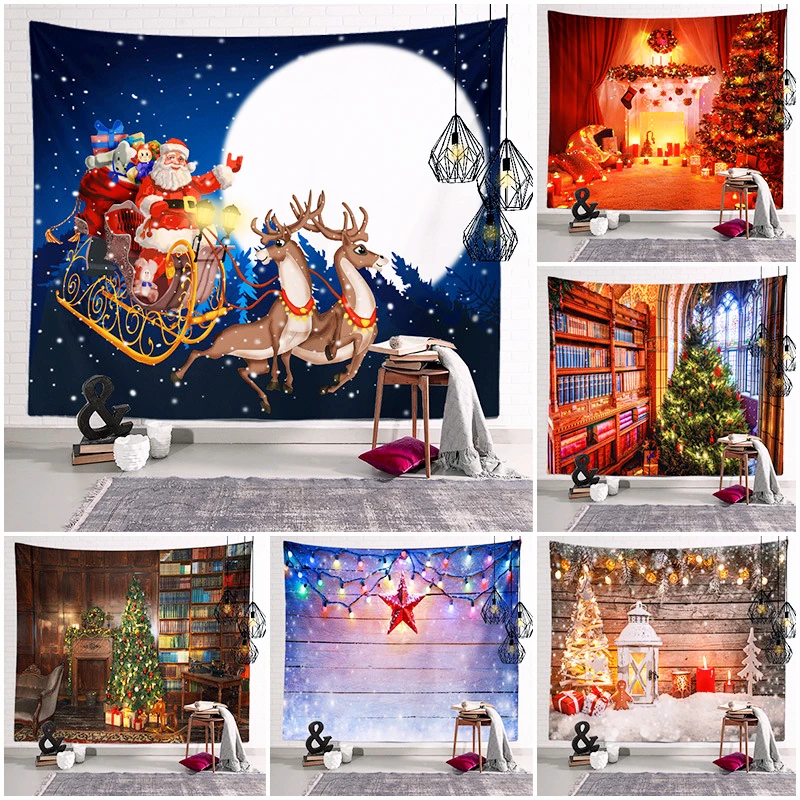 

Рождественские гобелены, рождественские украшения, гобелены для камина, украшение для дома, фоновая декорация для гостиной, спальни, рождес...