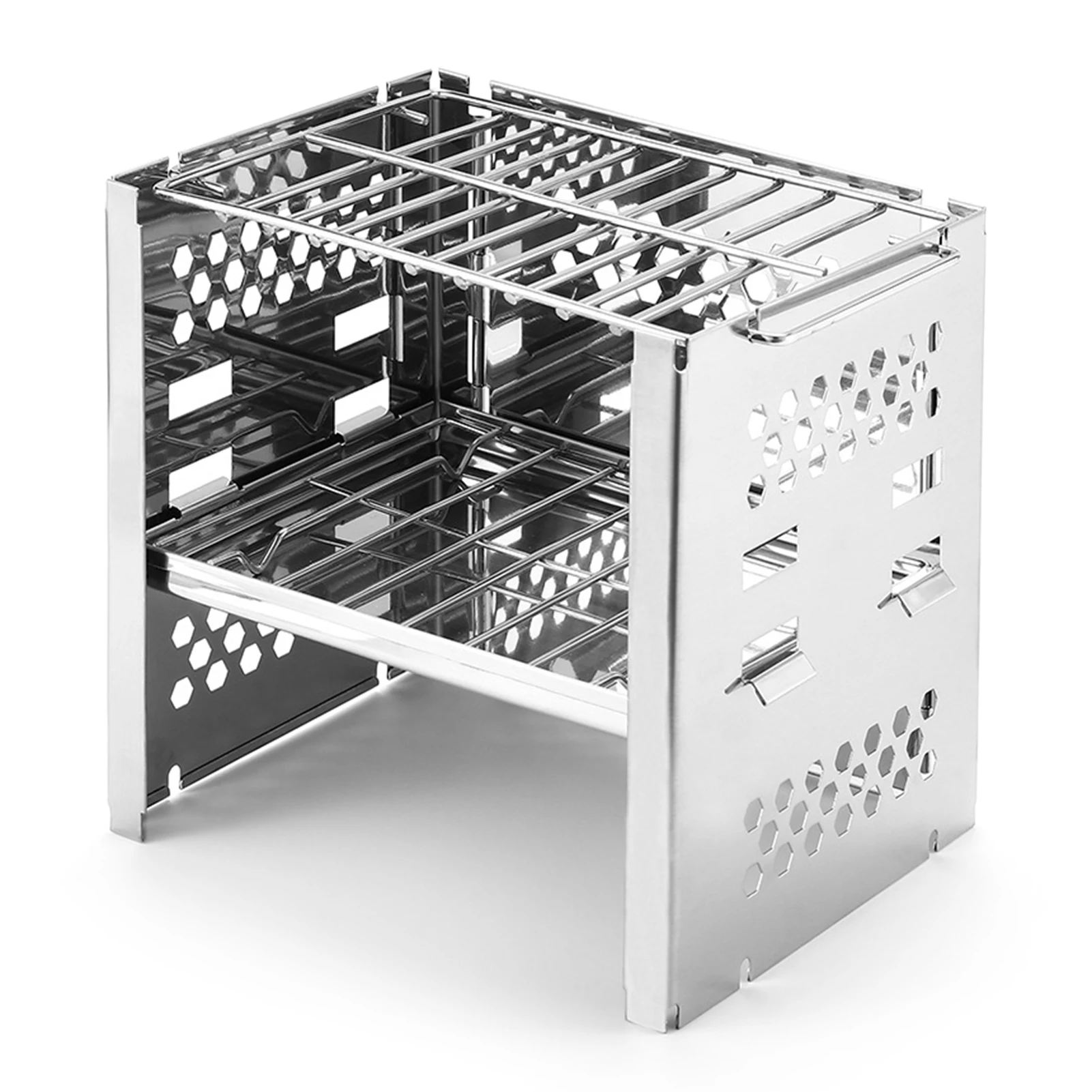 

Camping Wood Burning Stove Portable Folding Stainless Steel Backpacking Stove BBQ Grill Stove for Outdoor Picnic Hiking
