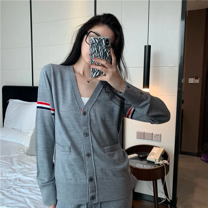 

Женский облегающий свитер TB, Серый кардиган с рукавами, корейский стиль, весна-осень