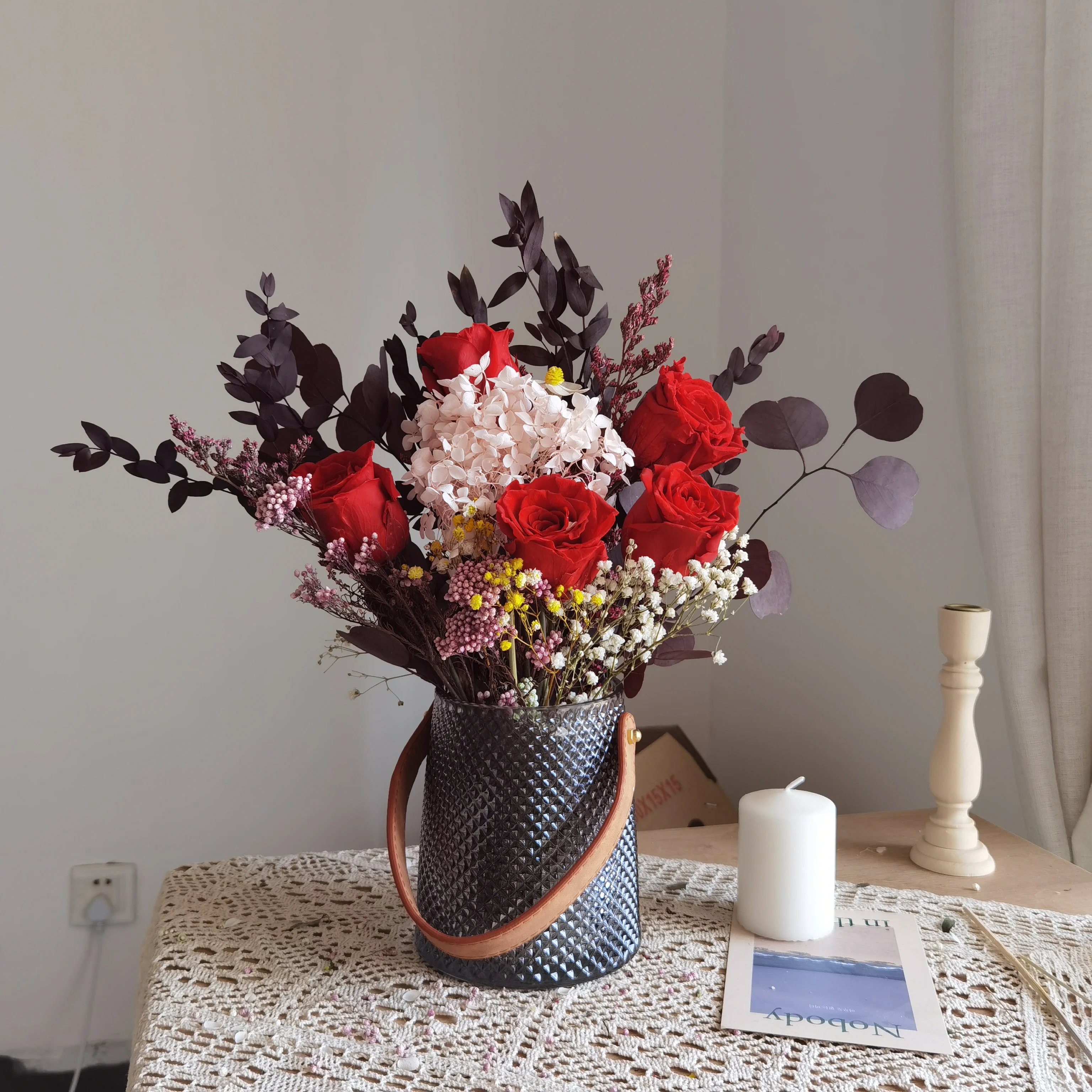 

Premium Blossom Of Eternal Roses Bouquet Of Dried Flowers Real Flowers Bouquet Of Stars Natural Decoration Living Room Bright