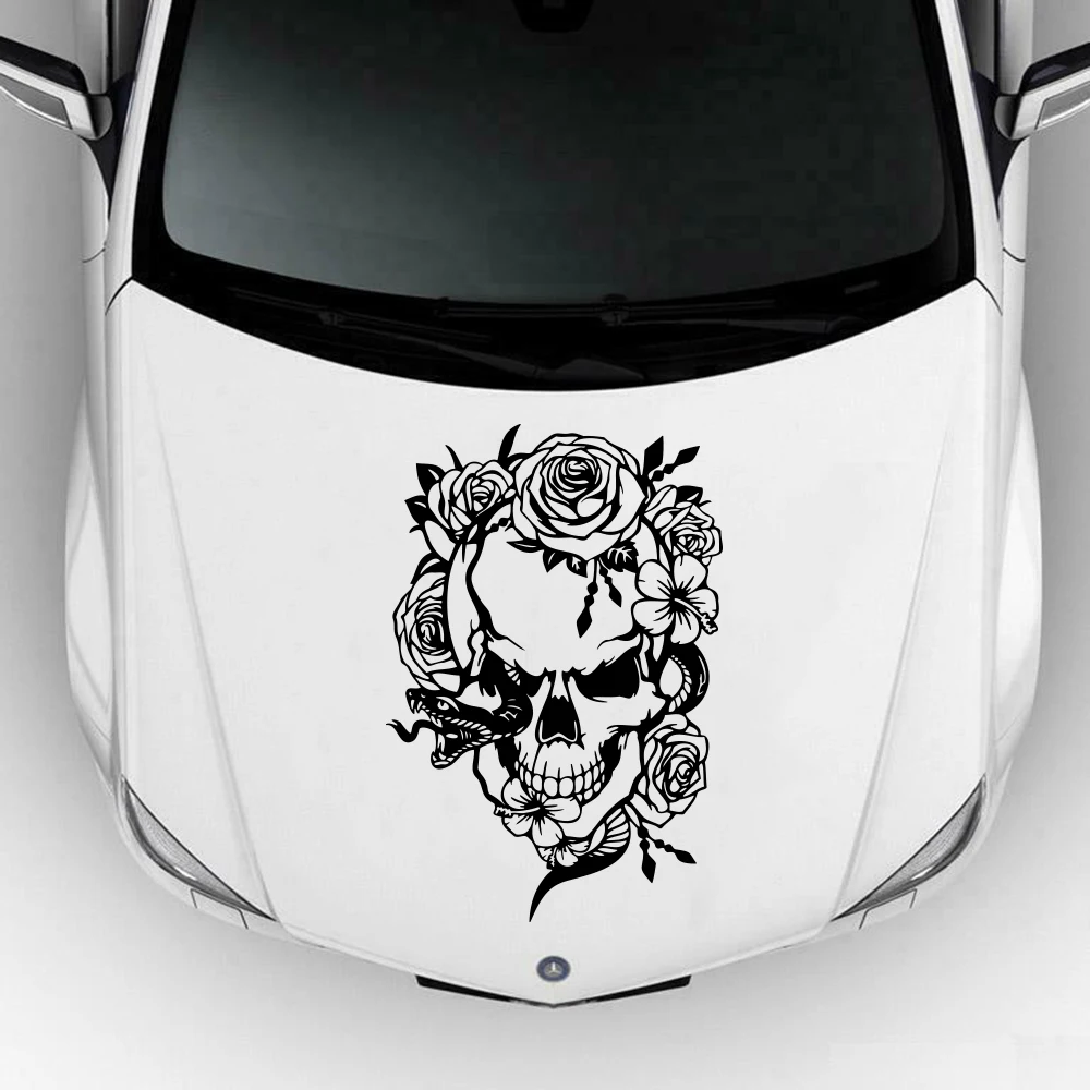 

Modern Skull Rose Snake Car Sticker Decal for Hood Windshield Window Bumper Door Truck Vinyl Decor