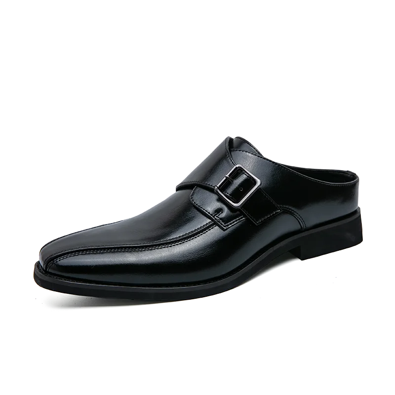 

Half shoes for Mens Fashion pointed Business Shoes Luxe maculino chinelo High Quality Breathable Man Half Slippers Leather shoes