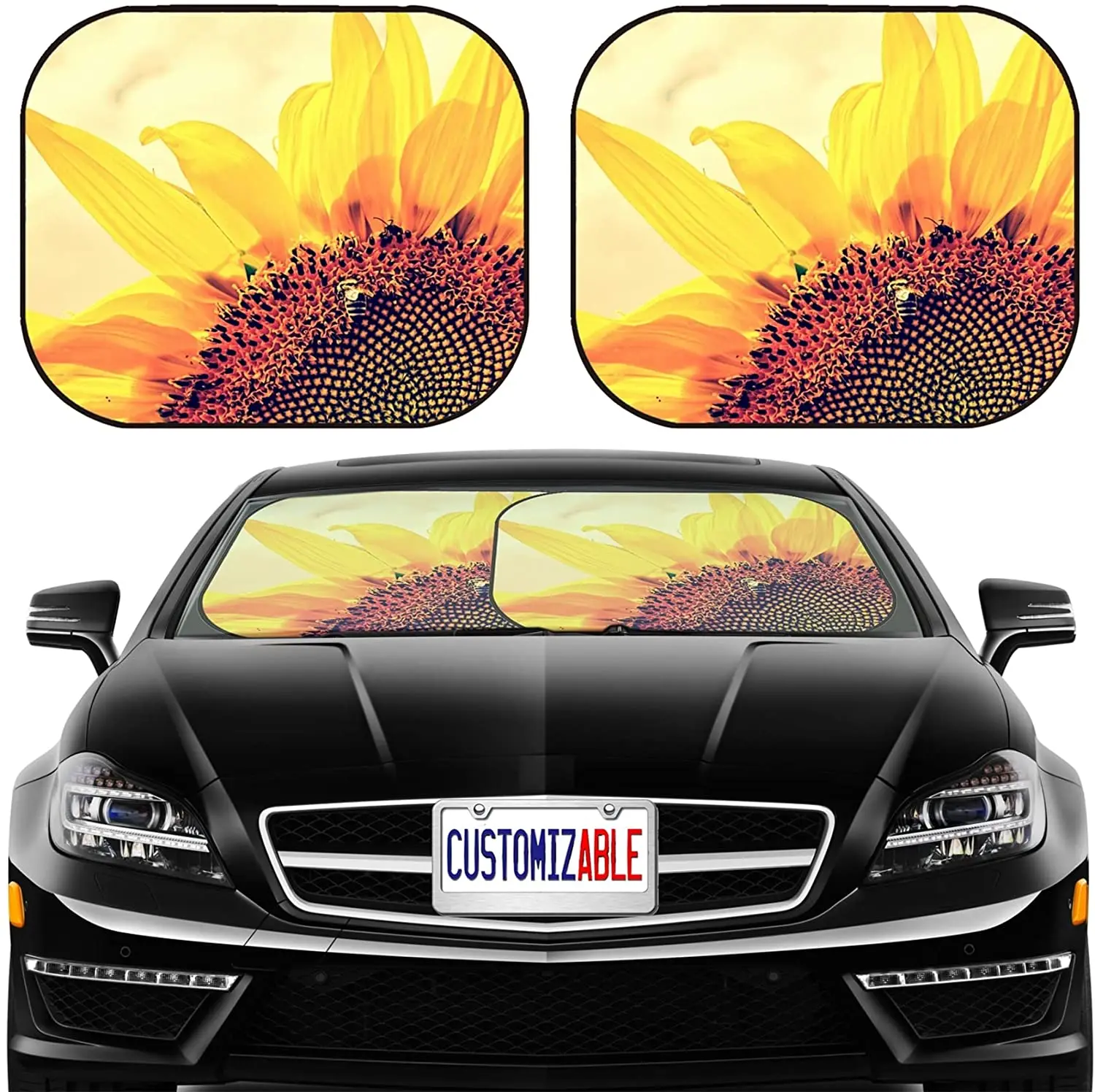 Car Sun Shade Windshield Sunshade Universal Fit 2 Pack, Block Sun Glare, UV and Heat, Protect Car Interior Car Sun Shade Windshield Sunshade Universal Fit 2 Pack, Block Sun Glare, UV and Heat, Protect Car Interior
