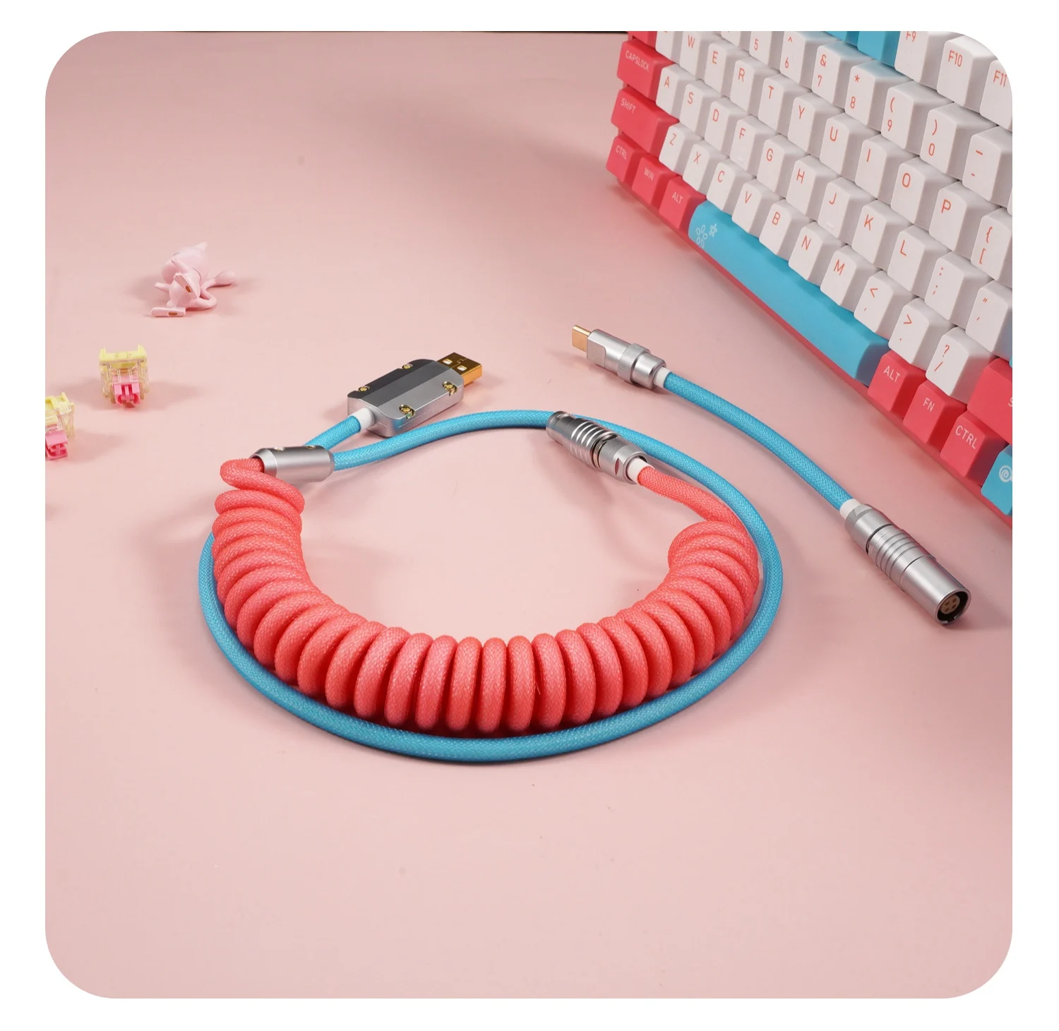 Spot GeekCable custom keyboard woven data line IQUNIX profuse summer F96 white peach milkshake line