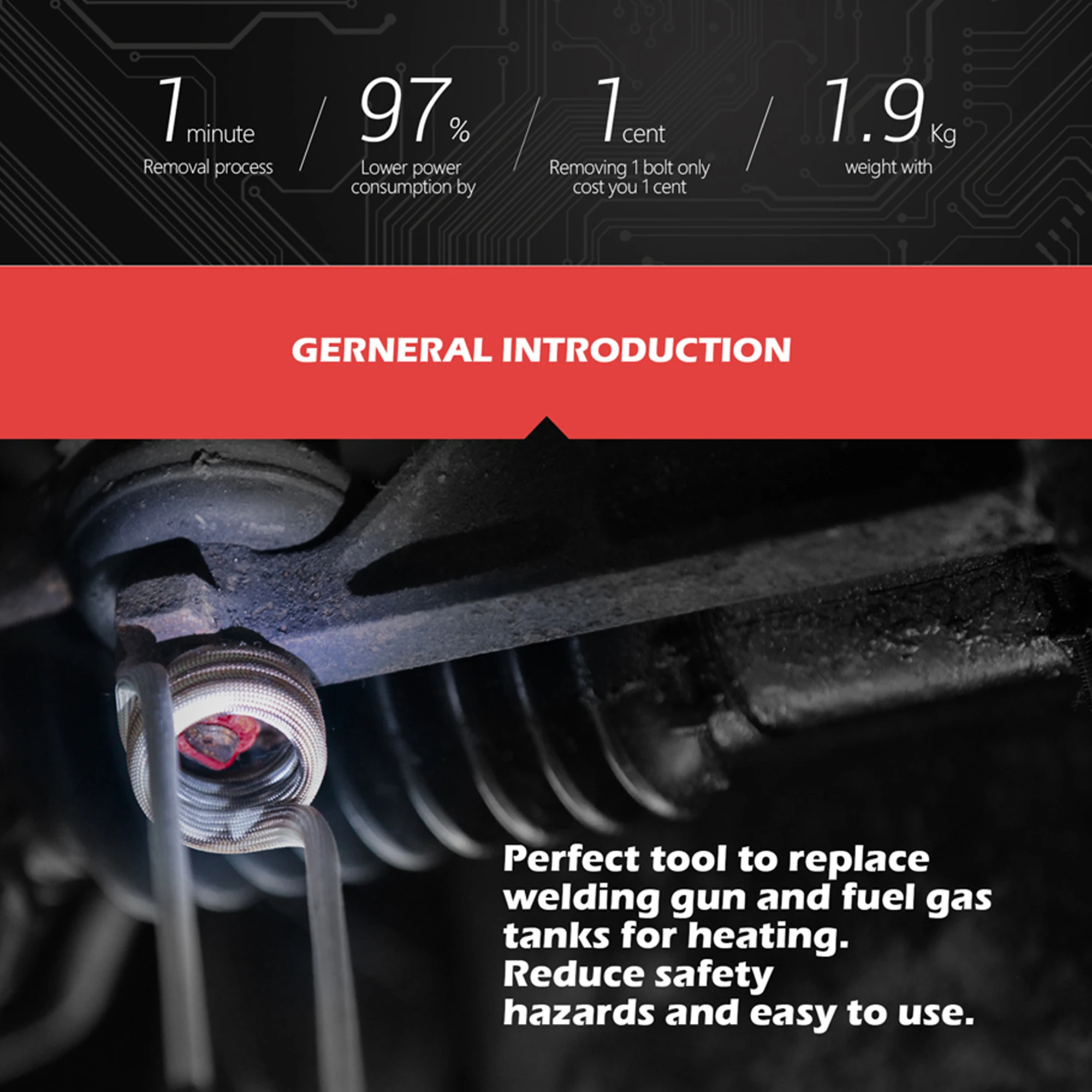 WOYO HBR007 1000Вт индукционный обогреватель 12В/110В/220В для снятия болтов с подогревом в