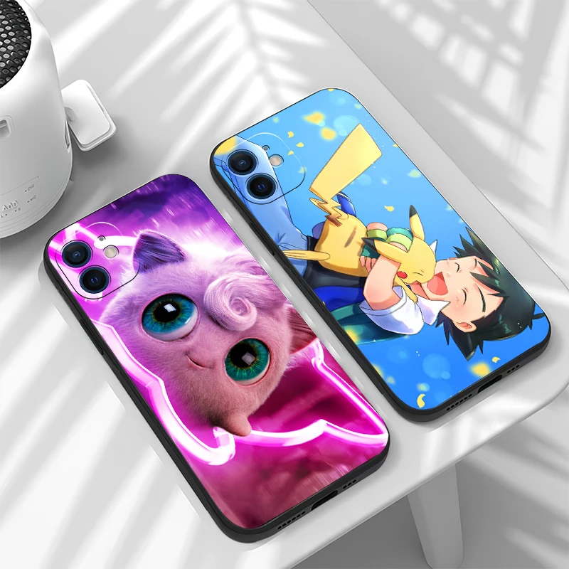 

Japan Anime Pokémon Funda Phone Case For iPhone 11 13 12 Pro Max 12 13 Mini X XR XS MAX SE 2020 7 8 6s Plus Celular Black