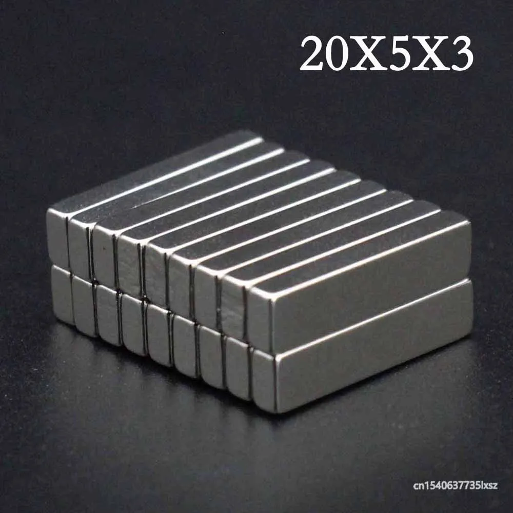 

2/3/5/8/12 шт. блок магнит 20x5x3 сильный квадратный магнит N35 20 мм x 5 мм x 3 мм Постоянный NdFeB сверхмощные магниты