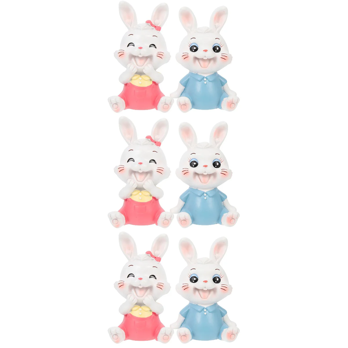 

6 Rabbit Miniature Figurine Resin DIY Household Desktop Bunny Figurine Decoration
