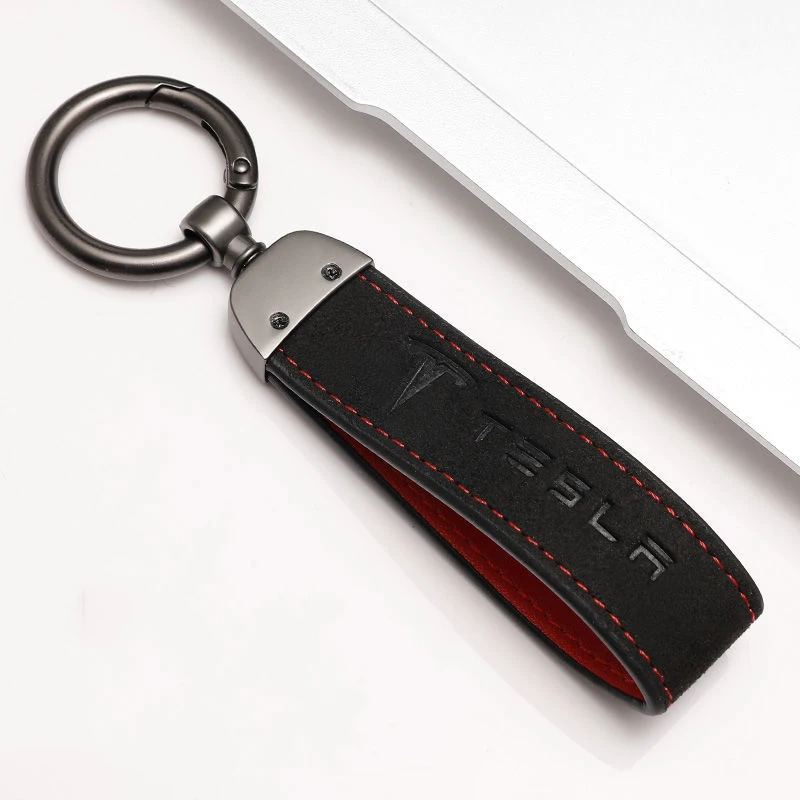 

Leather Metal Buckle Car Accessories Key Ring Auto Remote Styling for Tesla Model 3 Model S Model X Roadster Cybertruck Keychian