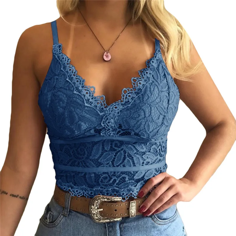 

Women Elegant Eyelash Lace Strap Camis Ladies Deep V-Neck Camisole Casual Solid Color Women Summer Tank Top for Female