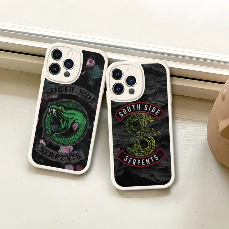 

TV Riverdale Southside Serpent Phone Case White For IPhone 14 11 13 12 Pro Max Mini Xs X Xr 7 8 Plus SE2020 Leather Texture
