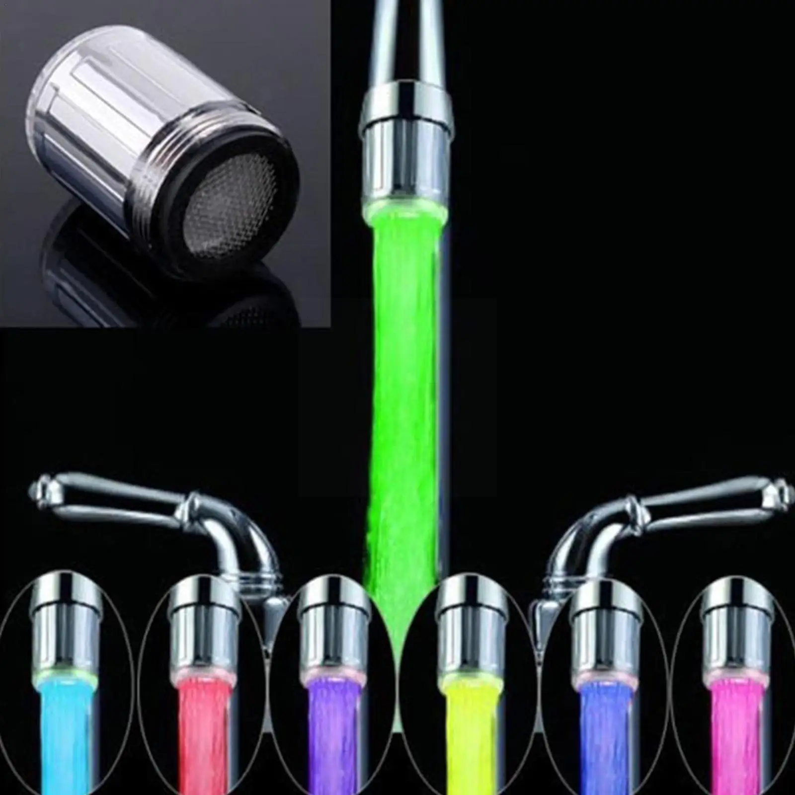 

Led Water Faucet Stream Light Kitchen Bathroom Shower 7 New Faucet Sensor Tap Change Color Light Faucet Nozzle Tempera C7k6