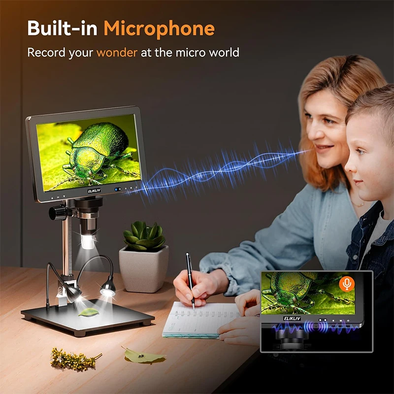 Elikliv EDM9 Max 10 1 &quotHD IPS HDMI цифровой микроскоп 1500X 20MP ЖК-дисплей паяльный для ремонта