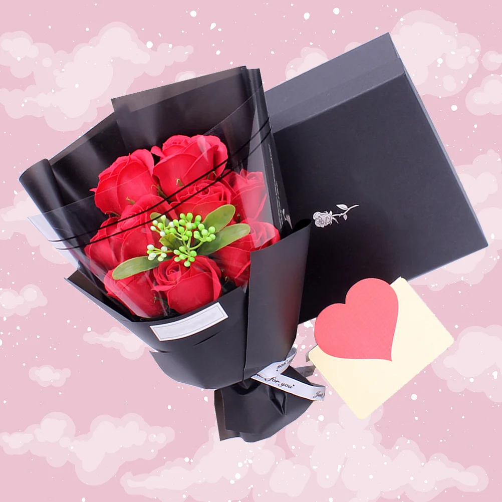 

1 Pack 9pcs Rose Soap Romantic Artificial Simulative Scented Rose for Valentine Anniversary Mothers Day