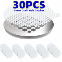 30 pcs round disposable shower drains hair catcher mesh stickers bathroom bathing shower hair stoppers catchers net accessories