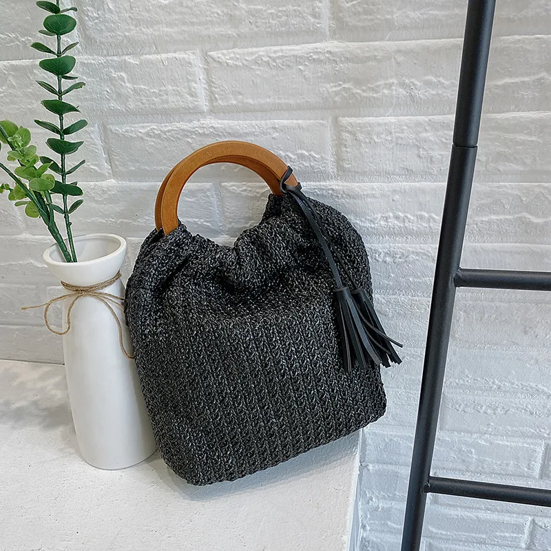 

Summer Designer Bucket Shoulder Bag for Women Large Capacity Casual Solid Women's Handbag 2022 Seaside Simple Female Beach Bags