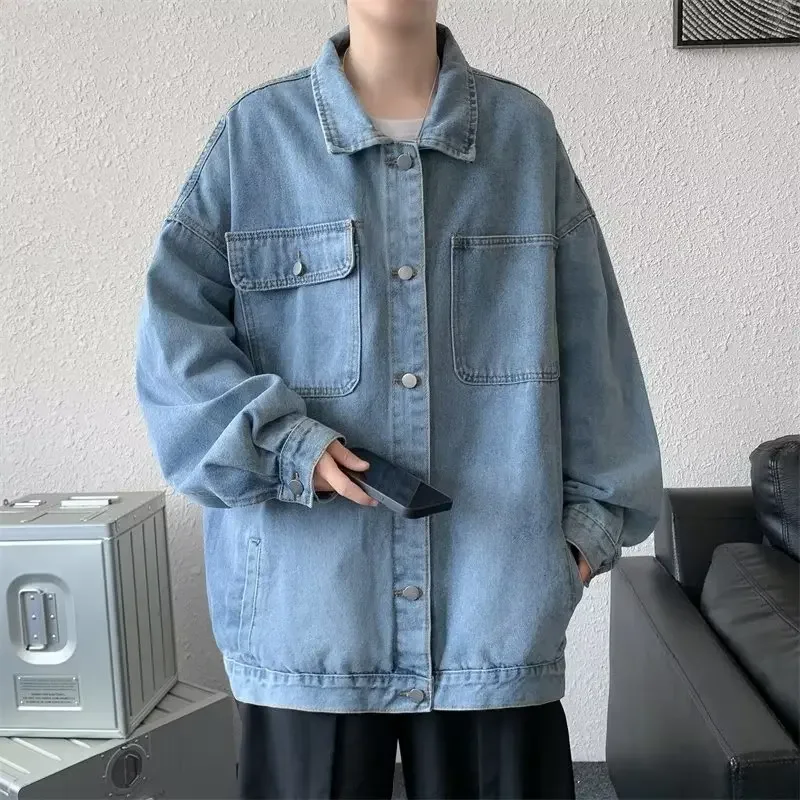 Винтажная джинсовая куртка для мужчин модная универсальная Рабочая свободного