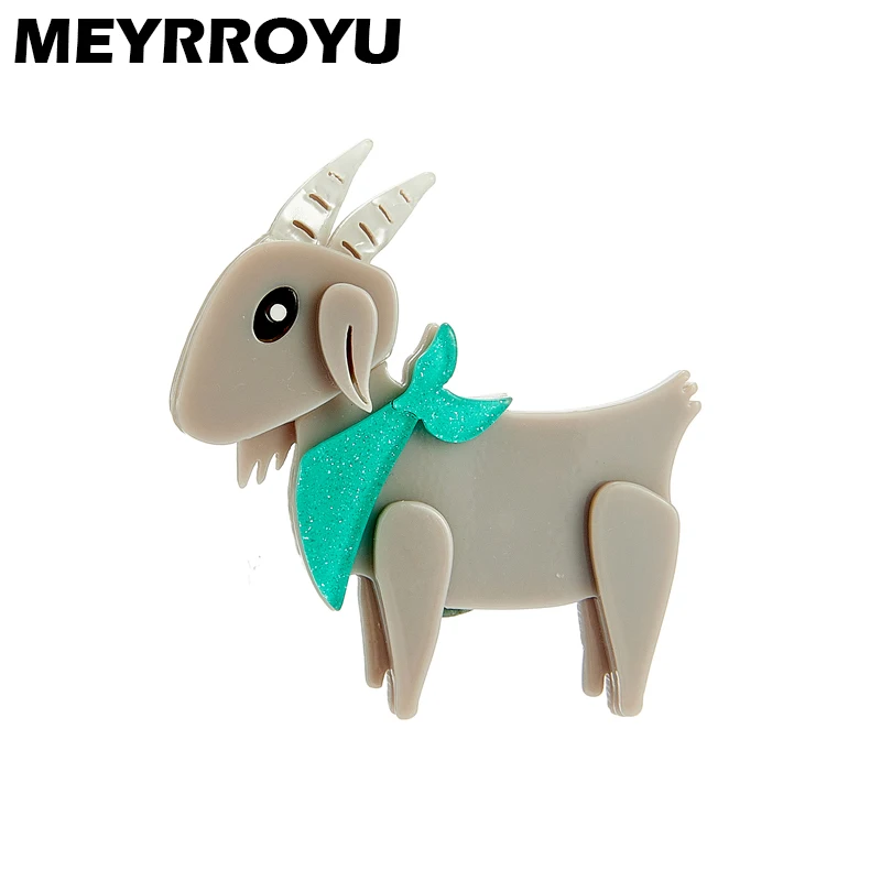 

MEYRROYU 2022 New Fashion Acrylic Creative Animal Goat Brooch Female Exaggerated Cartoon Cute Badge Lapel Brooch Jewelry Gift