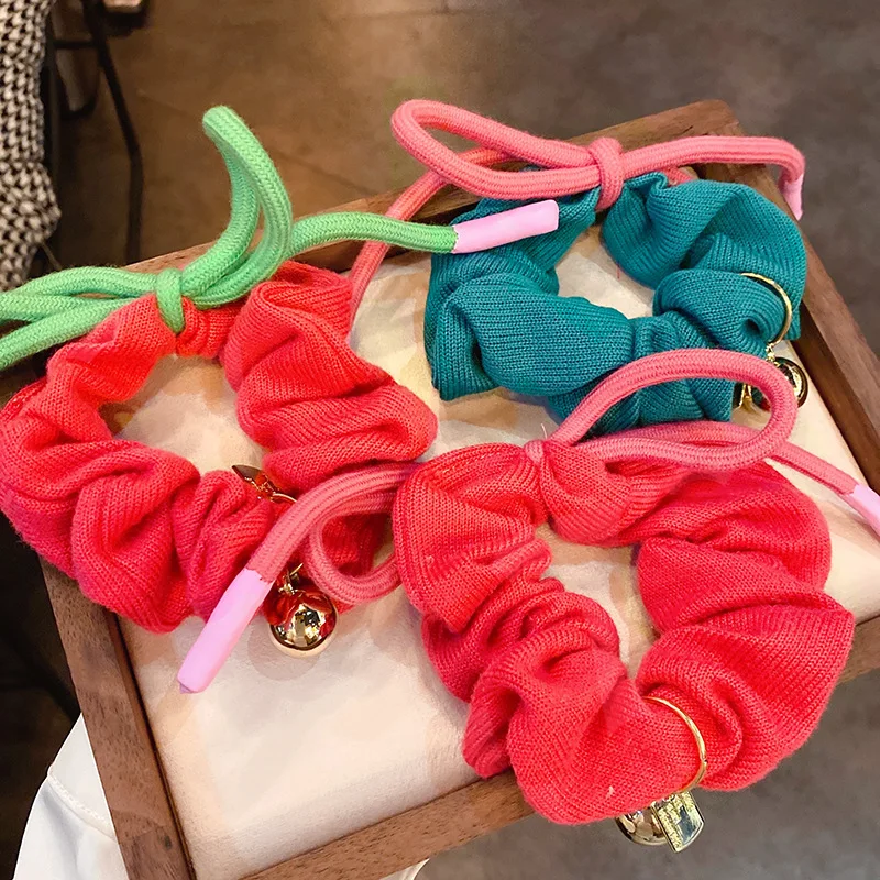 

Round Bead Square Brand Wool Bowknot Large Intestine Hairband Japanese And Korean Fashion New Style Net Red Hair Rope Versatile