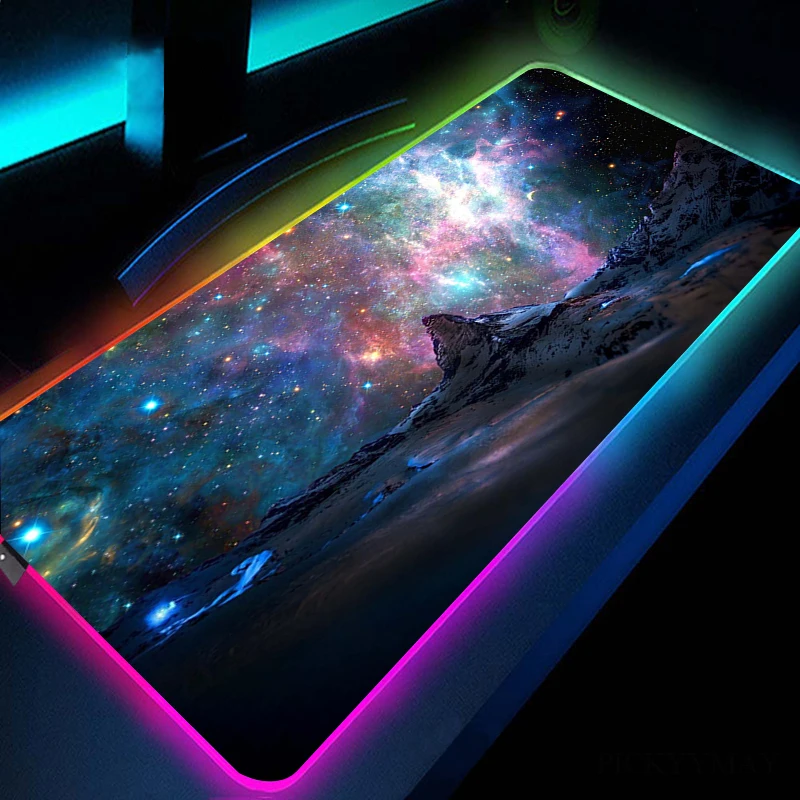 Игровой коврик для мыши Космос RGB Светодиодный светящийся клавиатуры и ноутбука