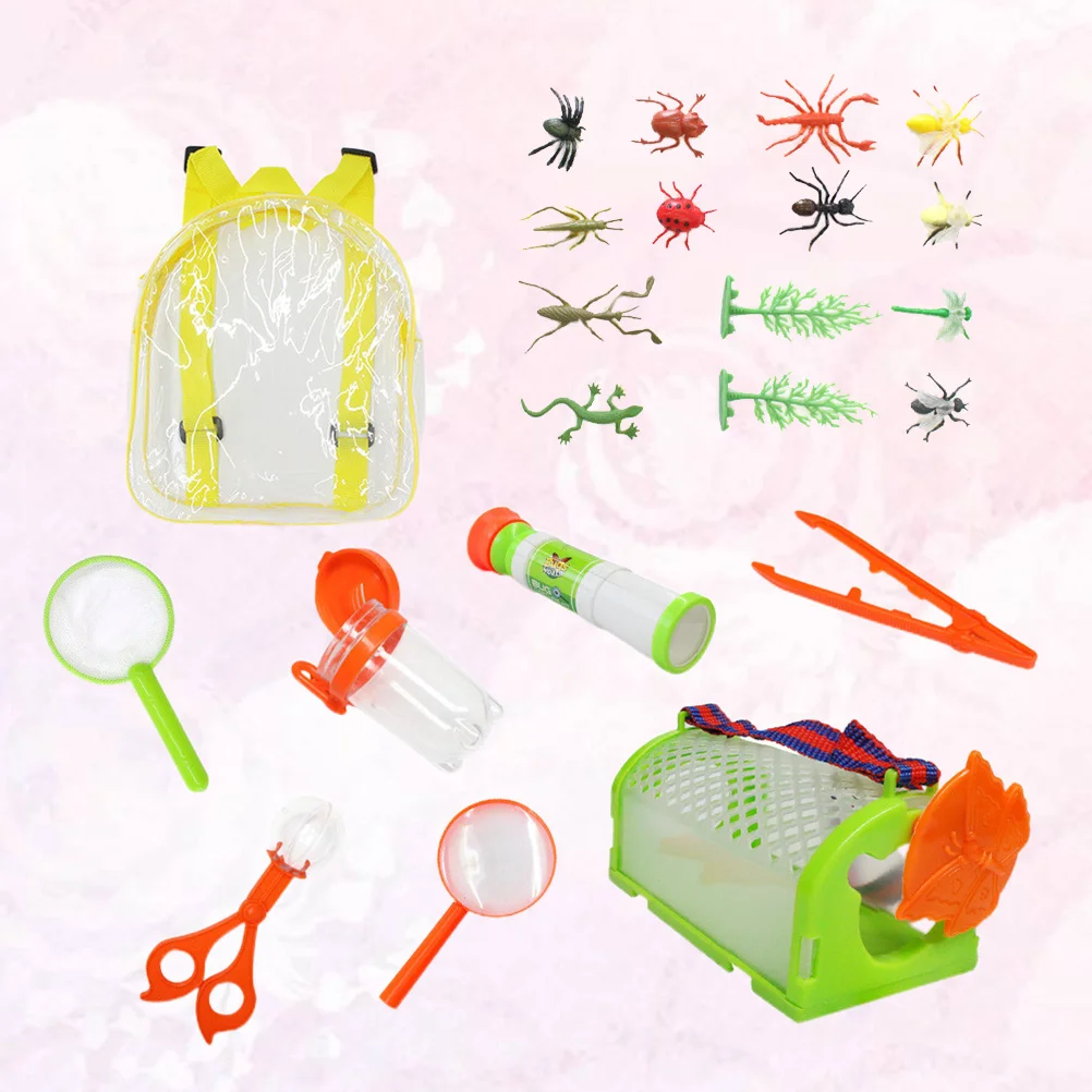 

22Pcs Insect Capture Lifelike Bug Insect Clamp Tweezers Insect Holder Clear Backpack Adventure Camping Set for Children Kids