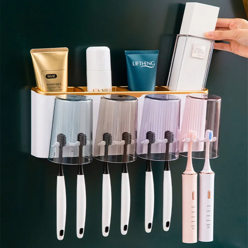 

Creative Toothpaste Squeezer Wall Mount Automatic Toothpaste Dispenser Waterproof Lazy Toothbrush Holder Bathroom Accessories