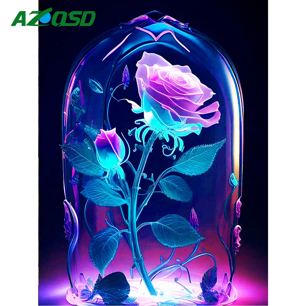 

AZQSD 5D DIY алмазная мозаика роза алмазная вышивка цветы вышивка крестом живопись полная стена декор