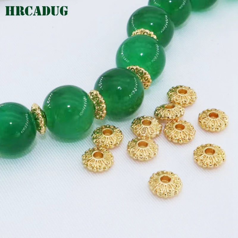 5.7mm Flower Bead 18K Gold Plated Brass Flat Spacer Special Beads For Bracelet DIY Jewelry Accessories Findings Beads Separators