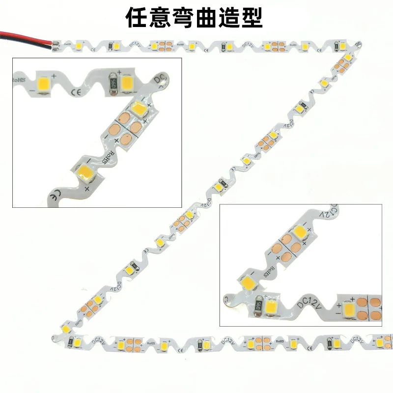 Светодиодная лента DC12V S-образной формы 2835 SMD 60LED/м 5 м/лот Белый Теплый Красный