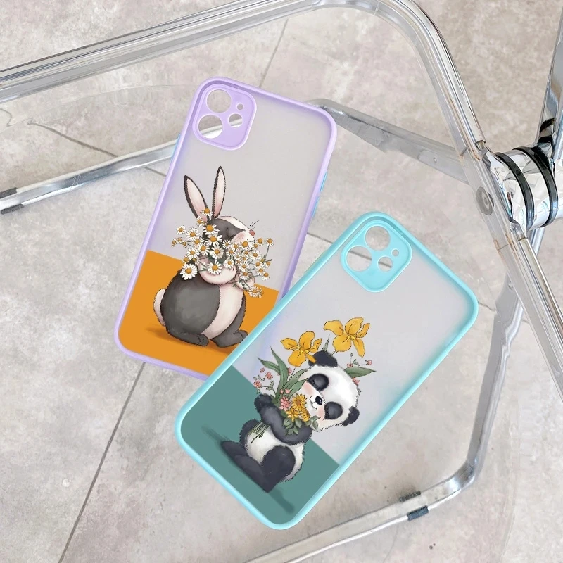 

Fashion Animal Floral Phone Case For iPhone 14 13 11 12 Pro MAX 12 13 Mini 7 8 14 Plus SE 2020 XR XS X Rabbit Panda Back Covers