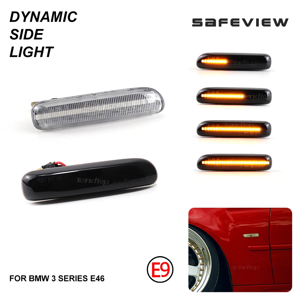 Dynamic Turn Signal LED Side Marker Mirror Light Flashing Indicator For BMW 3 Series E46 Coupe Compact Cabriolet Touring Saloon