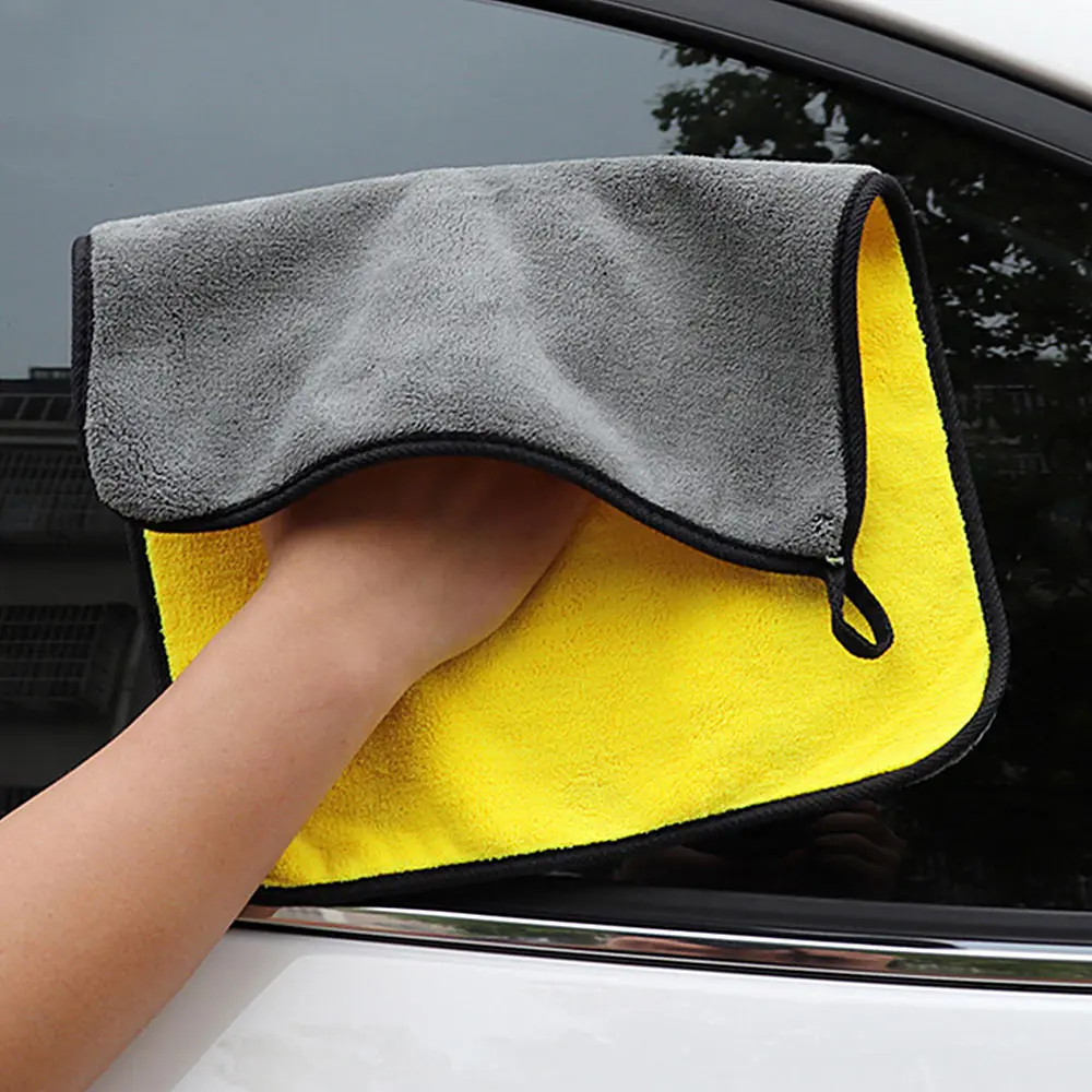 

Yellow-Gray Car Coral Fleece Car Wash Towels Water-Absorbent Padded Car Wipes Clean and Microfiber Nano-Wool Towels 30*30cm