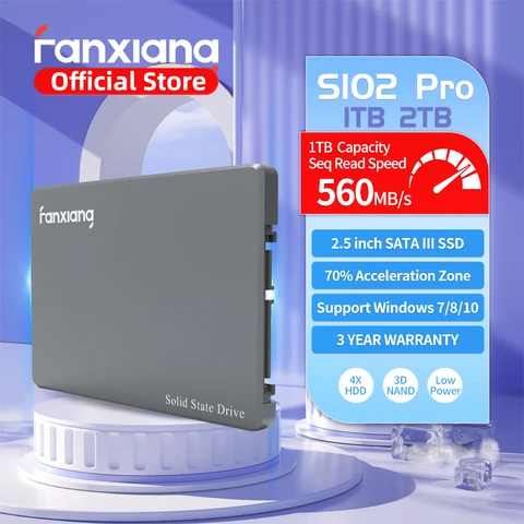 Fanxiang Custom Link S102Pro 2,5-дюймовый SATA SSD 500 ГБ 1 ТБ 2 ТБ 560 МБ/с Жесткий диск SSD SATA Внутренний твердотельный диск для ноутбука ПК