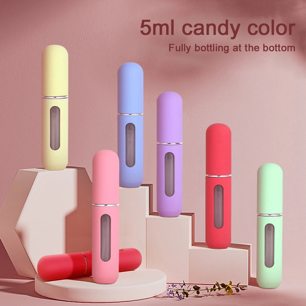 

5ml Mini Perfume Refill Bottle Candy Color Refill Bottle Liquid Sub-Bottling Fine Mist Spray Containers Atomizer Travel Portable
