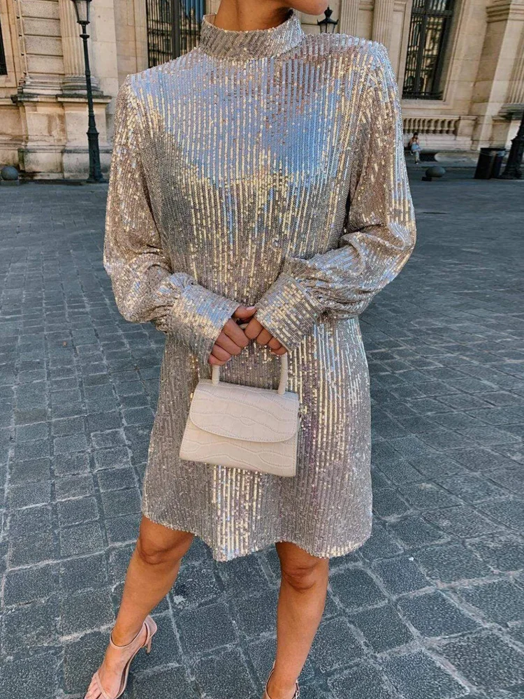 Женское коктейльное платье с пайетками Bonnie Forest и пышными рукавами блестящий