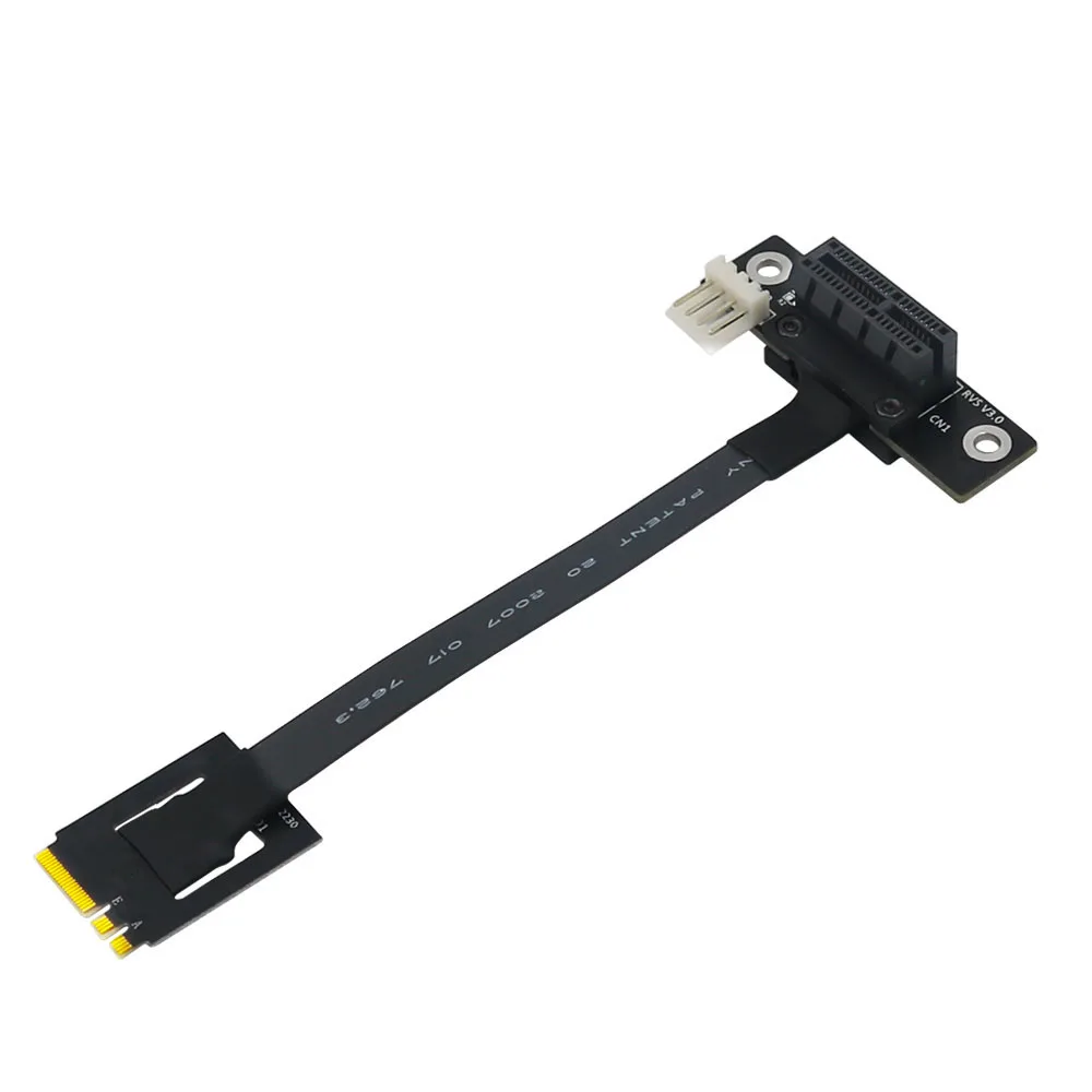 

270 Degree M.2 NGFF Dual Key A-E To PCI-E 1X Adapter Convert Cable with 4Pin FDD Power Connector Riser for PCI-E Tester Extender