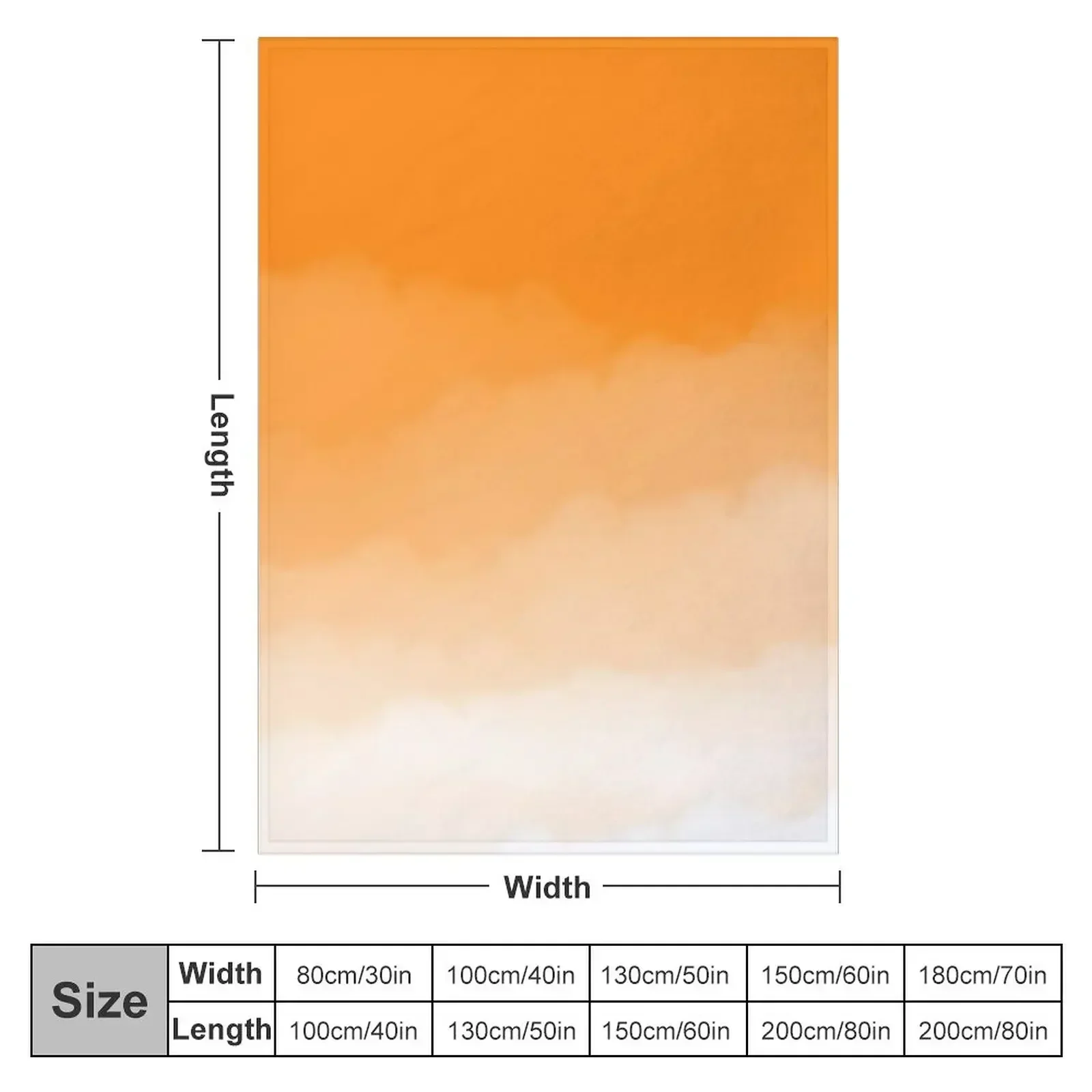 Оранжевое акварельное омбре (оранжевое/белое) пледы для дивана летние