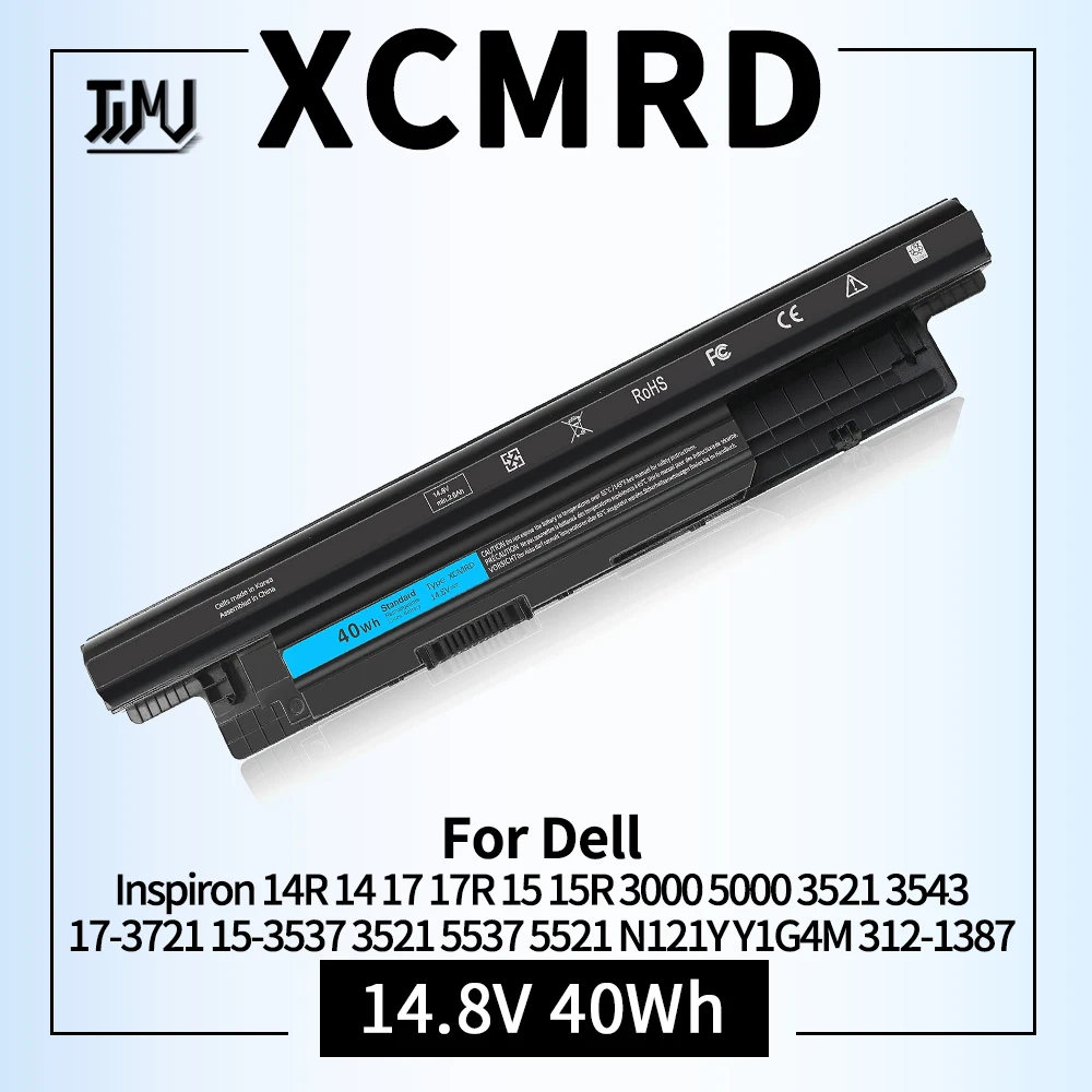 Фото XCMRD 40Wh литий-ионный аккумулятор 14.8V, совмест***й с Dell Inspiron 14R 14 17 17R 15 15R 3000 5000 3521 3543 3421 5721 5537 17-3721 15-3537 3521 5537 5521 N121Y Y1G4M.  312-1387 XRDW2 YGMTN, широта 3440 3540 №1
