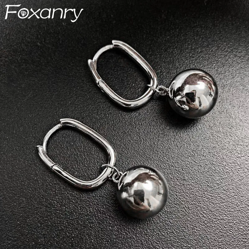 

DAYIN Prevent Allergy Silver Color Drop Earrings For Women Couple New Fashion Simple Ball Geometric Pendant Party Jewelry Gift