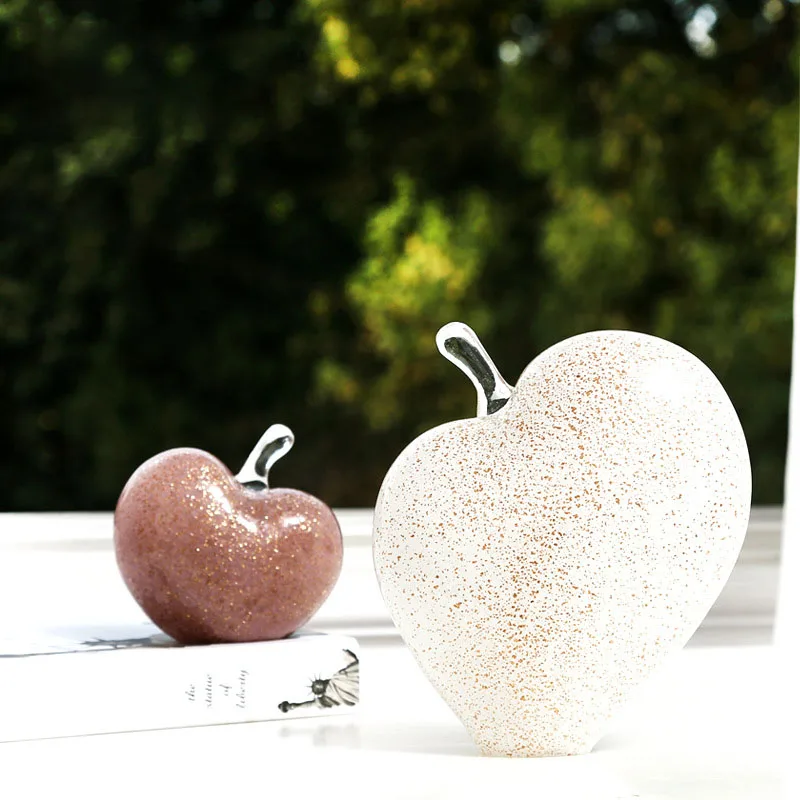 

Nordic ins love apple glass ornaments light luxury home decoration living room bedroom handmade simulation fruit glass crafts