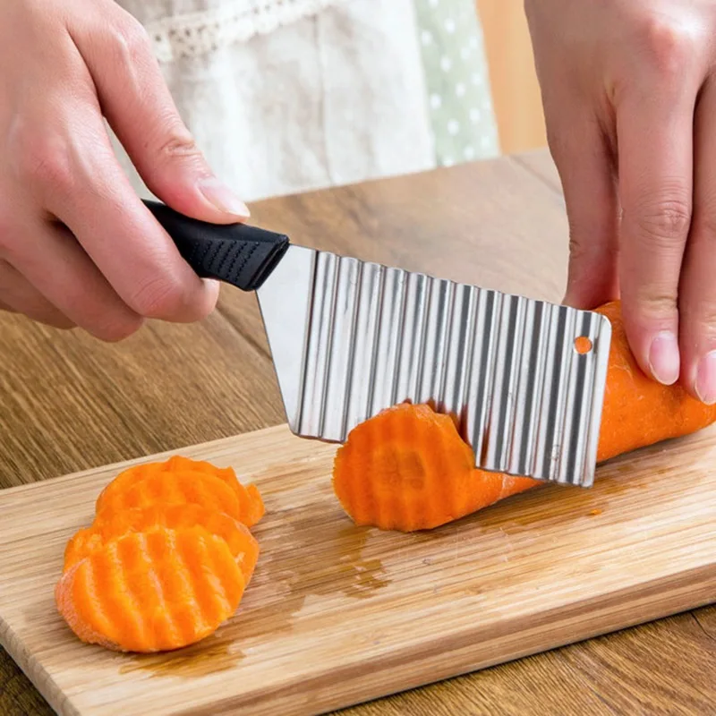 

Stainless Steel Potato Chip Slicer Dough Vegetable Fruit Crinkle Wavy Slicer Knife Potato Cutter Chopper French Fry Maker Tools