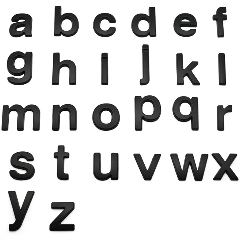 

3D Metal 25mm Lower Case Car Letters Alphabet Emblem Numbers Chrome Labeling Car Sticker Trunk Logo Letters Emblem For Toyota