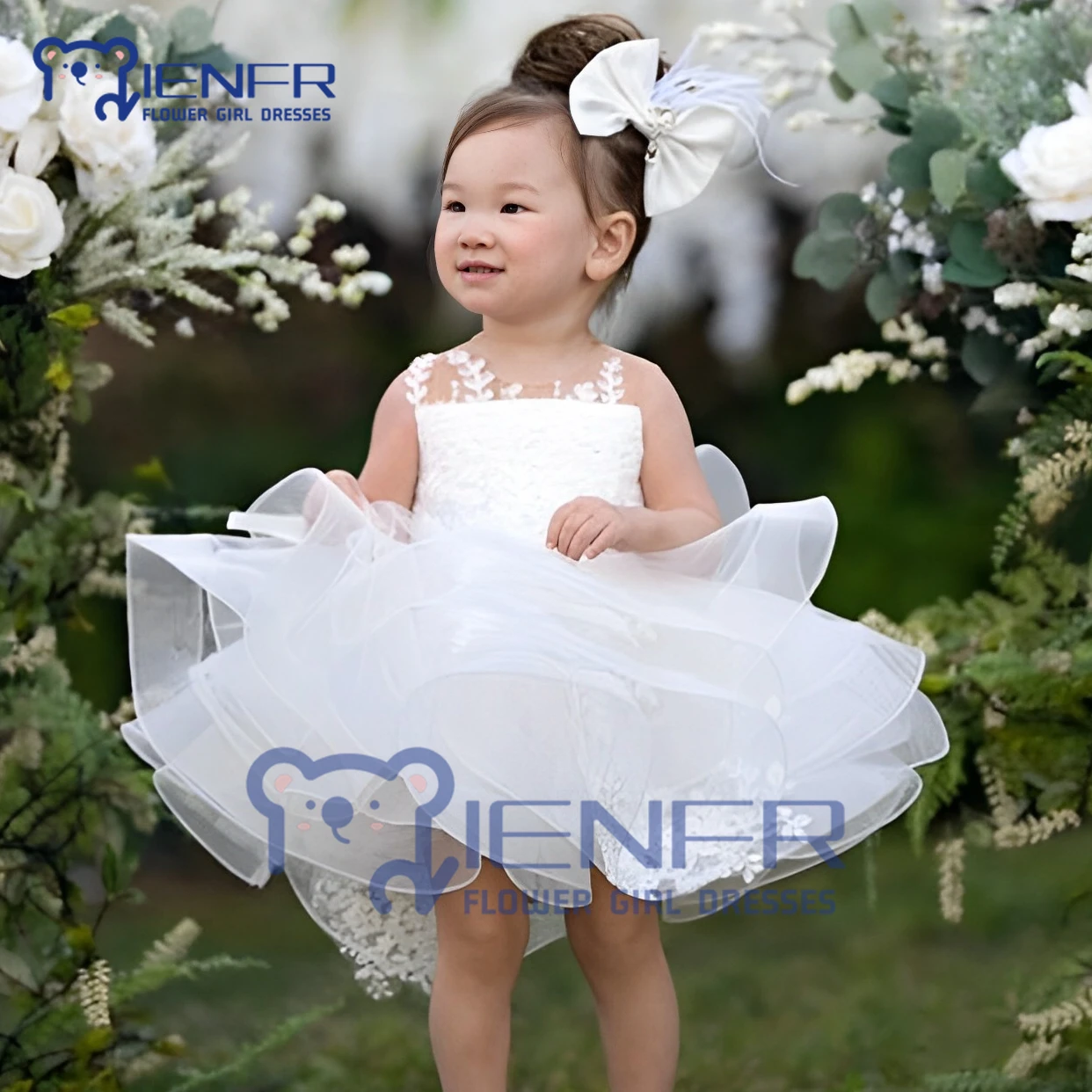 2023 белое кружевное платье для маленьких девочек с цветами на заказ свадебное